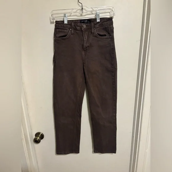 Women’s Mid-Rise Dark Brown Straight Jeans - Picture 1 of 3